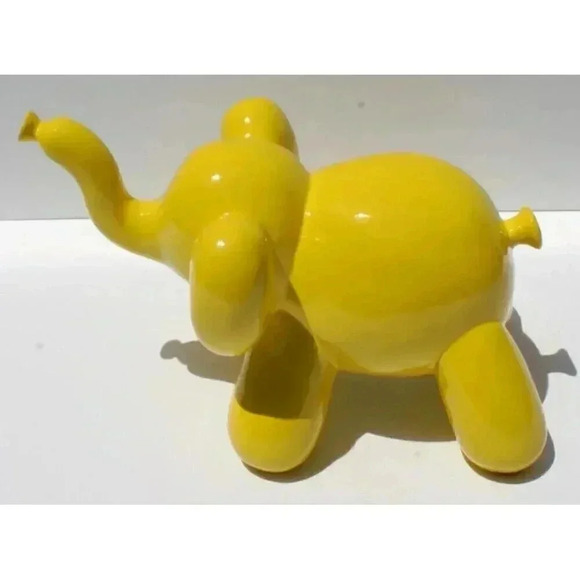 New Yellow Retro Resin Balloon Elephant Figurie Room Nursey Baby Decor - Picture 3 of 4